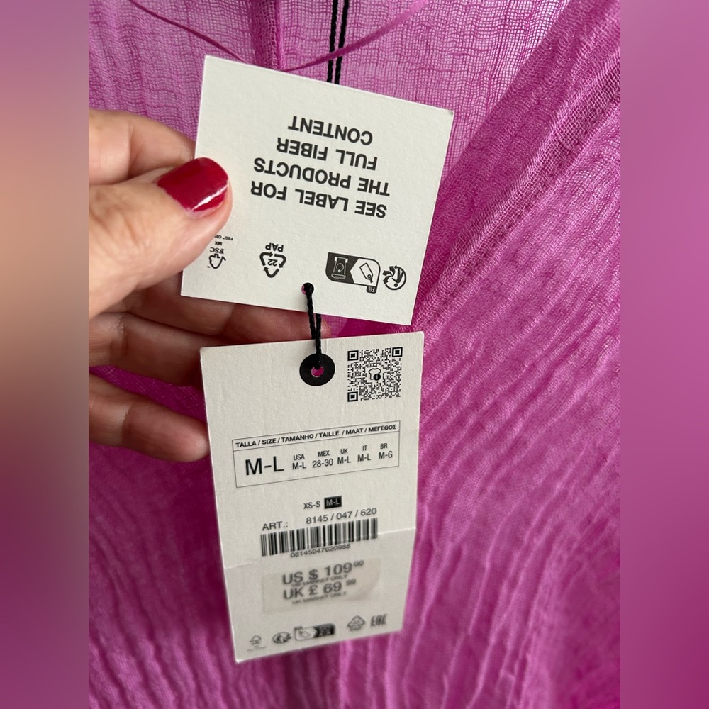 Sold‼️Zara Rustic Pink Boho Lagenlook Kimono Maxi dress Size L/M - Picture 11 of 13